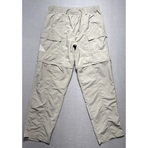 Columbia PFG Omni Shade Pants Mens Size 32x33 Cargo Convertible Khaki Drawstring